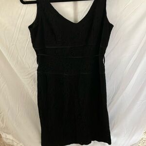 Casual Corner: Black eyelet Dress with ribbon bow- size 4 (new with tag)